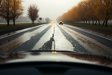 车窗雨景图片