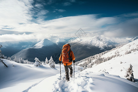 冰雪世界的登山者图片