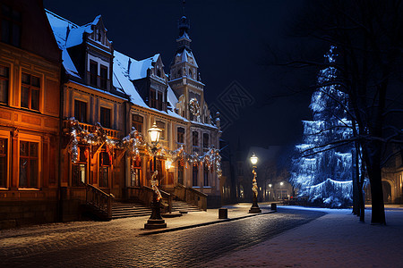寒冬城市的街道图片