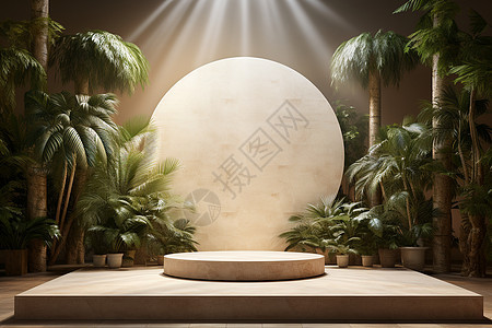 圆形大理石植物展台图片