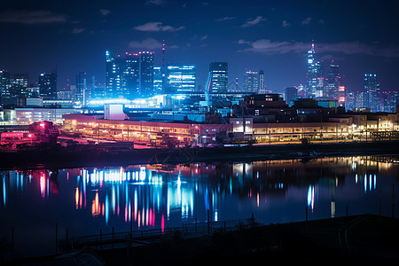 夜幕下的霓虹灯图片