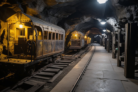 隧道的采矿车图片