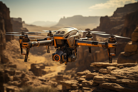 沙漠上飞行的无人机图片