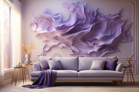 客厅的紫色装饰图片
