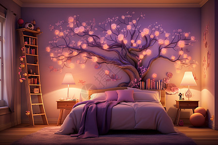 房间里一颗梦幻的树图片