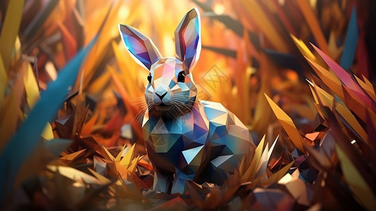 可爱的多边形兔子背景图片