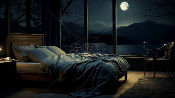 夜晚窗前的月光图片