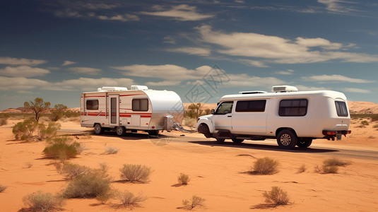 沙漠里的房车图片