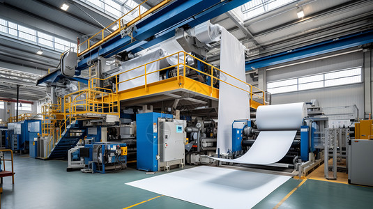 印刷车间工厂里的造纸设备背景