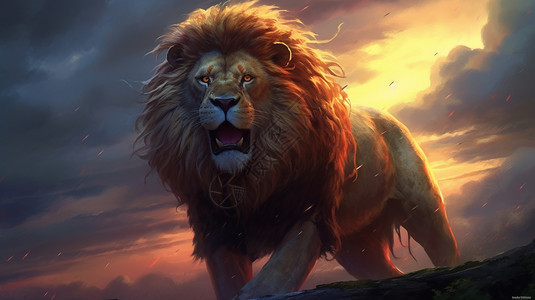 强大的雄狮背景图片
