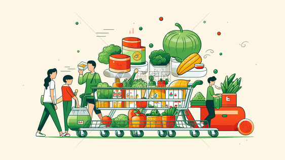 卡通超市购买蔬菜图片