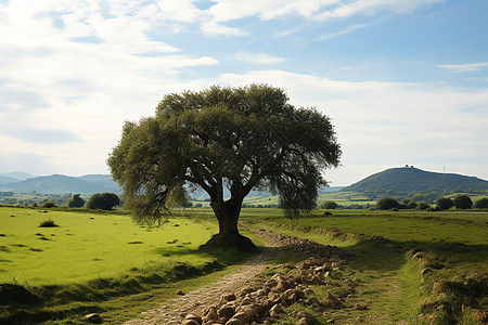 田园的一棵树图片