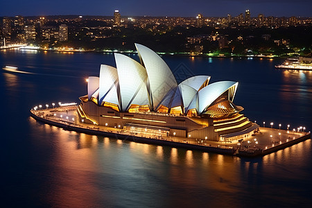 夜晚的悉尼港背景