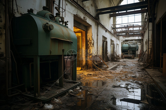 废弃厂房里的机器图片
