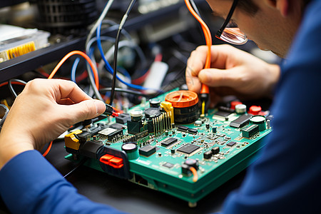 电子工程师焊接电路板图片