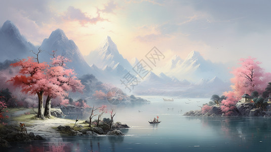 中国画的山水图片