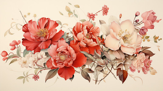 漂亮的中国画的花朵图片