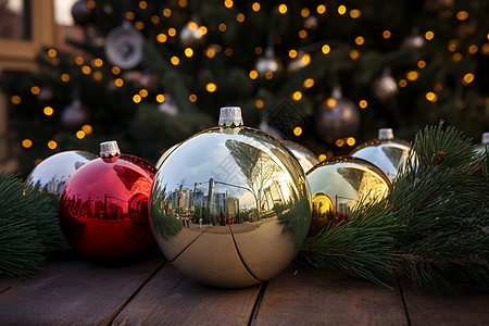 圣诞树和灯图片