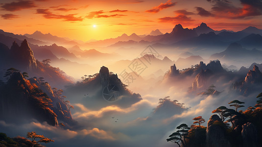 山顶的日出背景图片