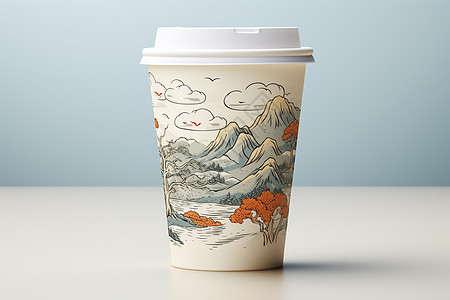 中国风纸杯设计背景图片