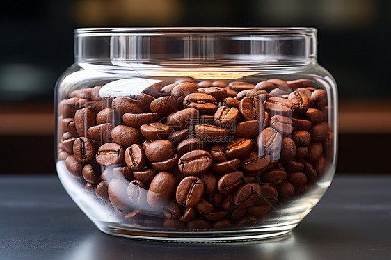 玻璃瓶的咖啡豆图片