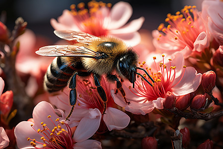 花间的蜜蜂背景图片