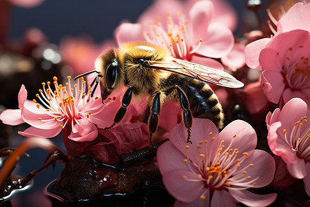 蜜蜂在花上图片