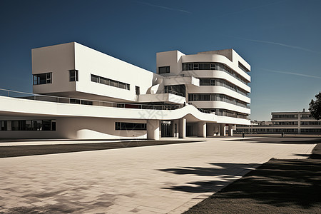 柏林分离：现代建筑设计学校的黑白对称图片