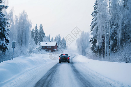 雪中小路图片