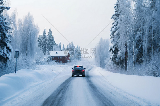 雪中小路图片