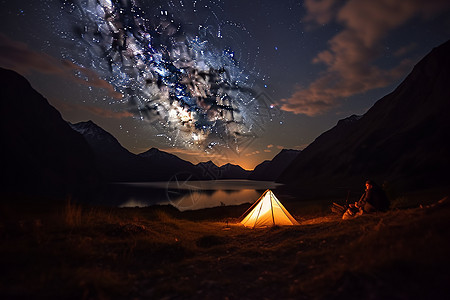 夜空下的露营图片