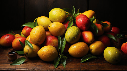 新鲜的芒果背景图片