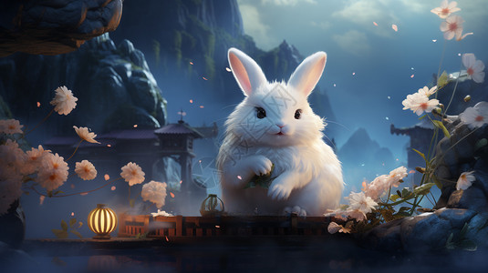 中秋节的玉兔背景图片