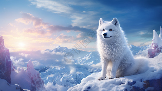 雪山上的白狐图片
