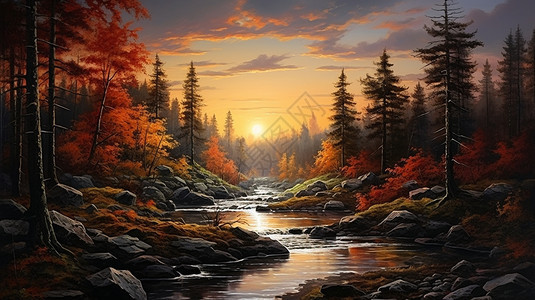 日落深秋背景图片