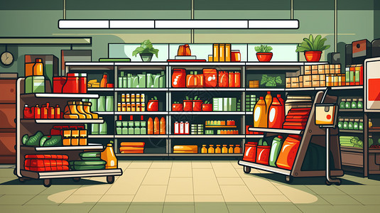 超市购物商品背景图片