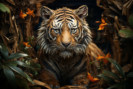丛林中的小虎纹背景图片