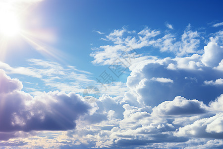蓝天白云灿烂阳光的美丽景观图片