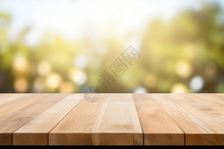 桌面绿色清新自然阳光木桌背景