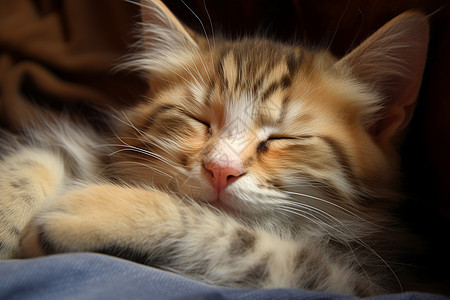 毛茸小猫在熟睡图片