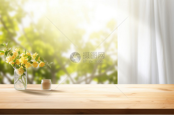 室内木桌的背景图片