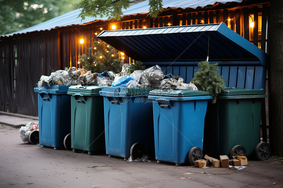 回收圣诞树的垃圾桶图片
