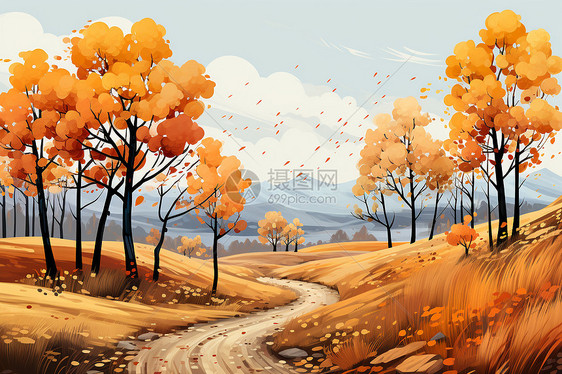 枫叶秋韵的秋季乡村图片