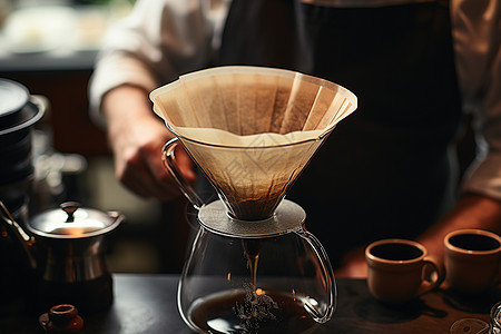 咖啡师手冲咖啡背景图片