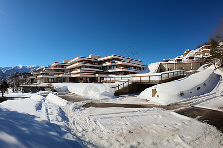 冬季的雪山旅馆图片