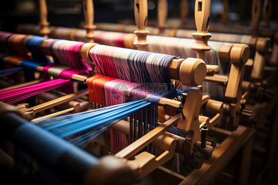 传统的丝绸纺织机图片