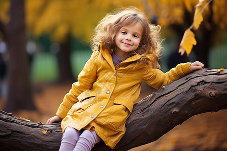 秋季公园的女孩图片