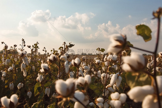 田野中种植的棉花田图片