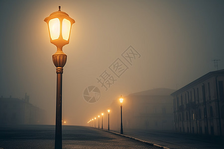 迷雾笼罩的城市街头图片