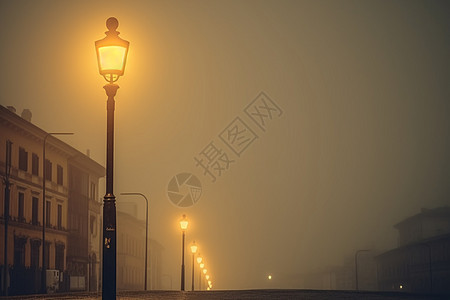 夜晚街道照明的路灯图片